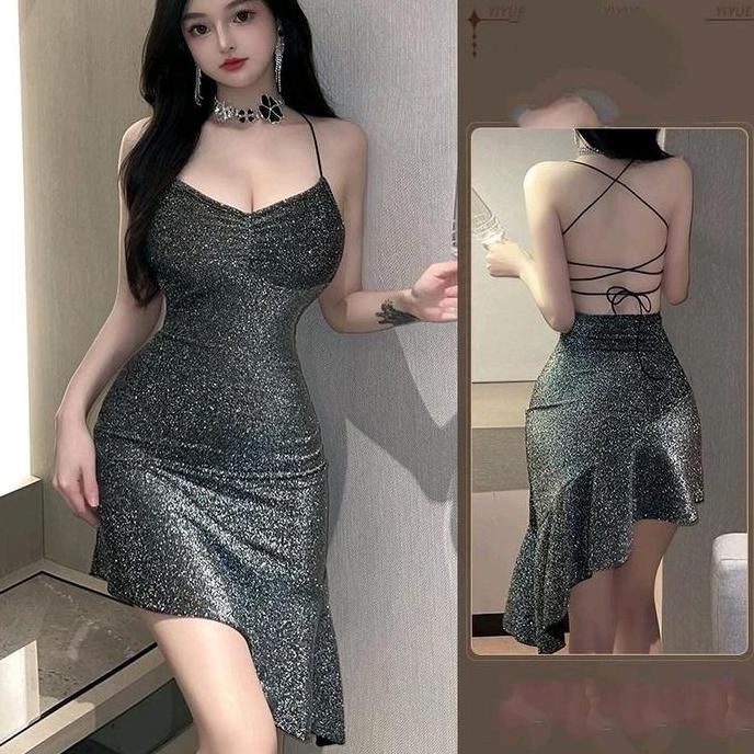 Promo Dress Wanita Clubbing Gaun Malam Gaya Korea F288 Panjang COD