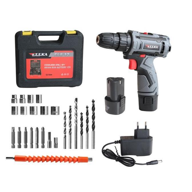ELLKA Mesin Bor Baterai 12V Cordless Drill  12Volt Bor Baterai 12 Volt MailTank/YUKIDO JAPAN TECHNOL