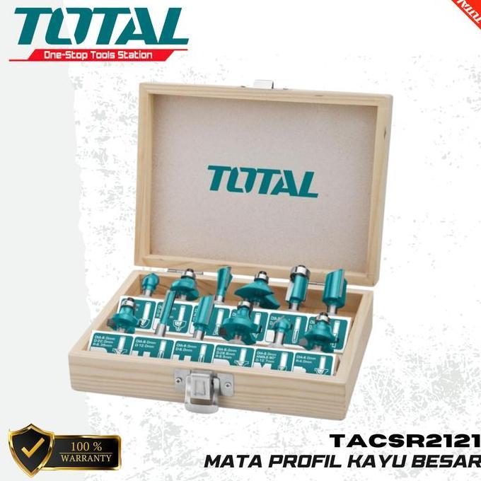 Mata Profil Kayu Besar Router Bits Set 12mm TOTAL TACSR2121