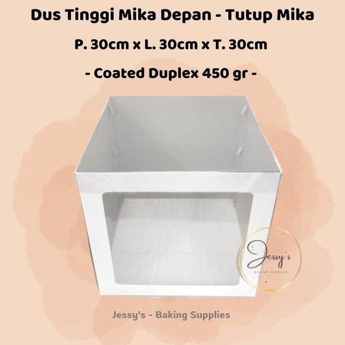 Dus Box Kotak Kue Cake Tinggi Mika 30 x 30 x 30 Putih Polos