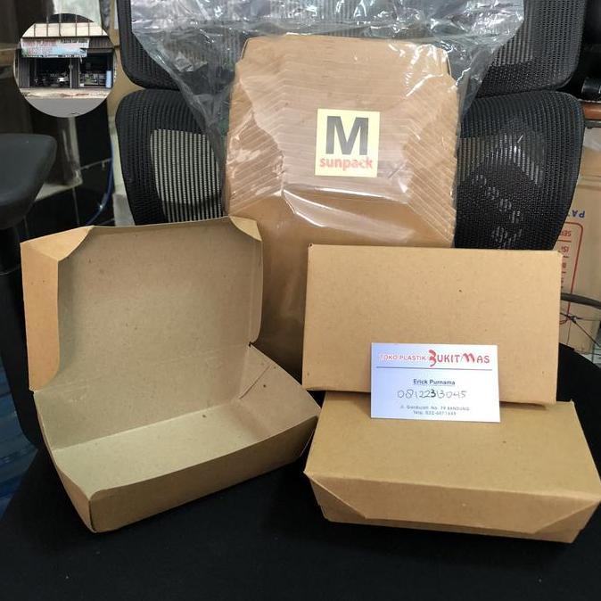paper lunch box m kraft coklat paper lunch box M craft box nasi burger