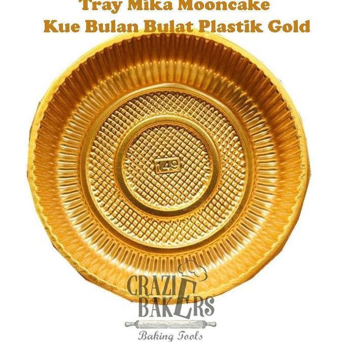 Tray Mika Mooncake Kue Bulan Bulat Plastik Gold