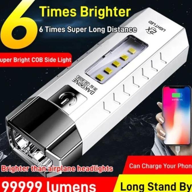 Senter Mini Led Multifungsi / Senter 2 Mata Fungsi Powerbank / Senter Camping Flashlight