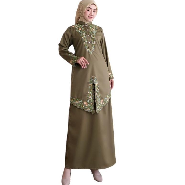 N2fashion - one set rok tunik bordir bahan katun toyobo premium model baju kurung malaysia