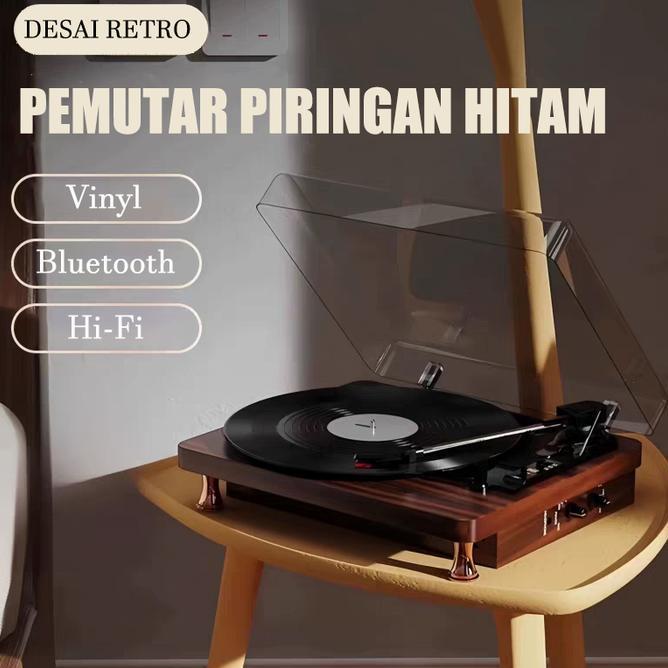 Pemutar Piringan Hitam Vinyl Player Turntable Vinyl Record Player Multifungsi Speaker Bluetooth