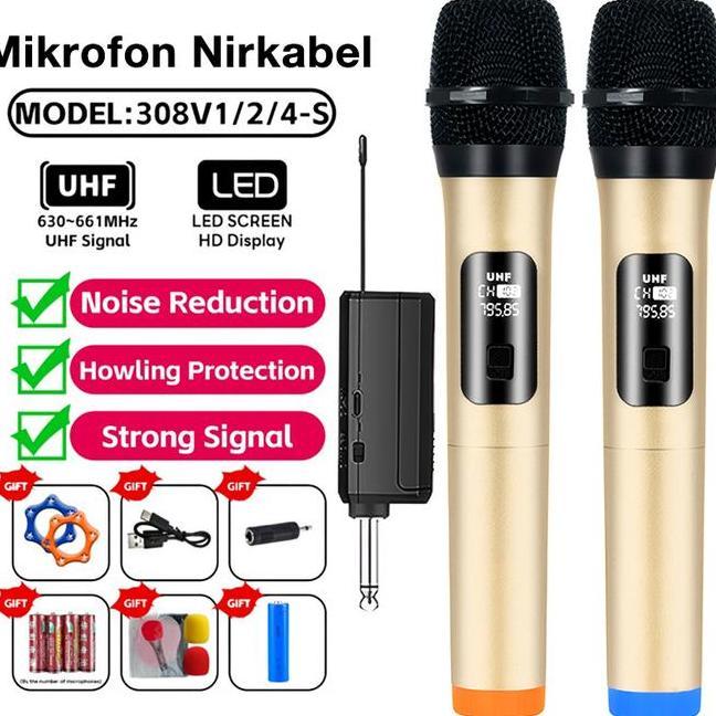 Mikrofon Karaoke Wireless Mikrofon Profesional Mikrofon Handheld Uhf Mic Wireless Karaoke
