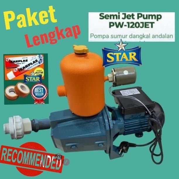 Pompa Air Semi Jet Pump Wasser Pw 120 Sumur Dangkal 100 W Honora Dab High Quality