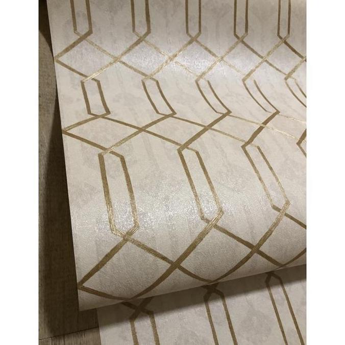 Wallpaper Dinding Vinyl Murah Kotak List Gold Modern