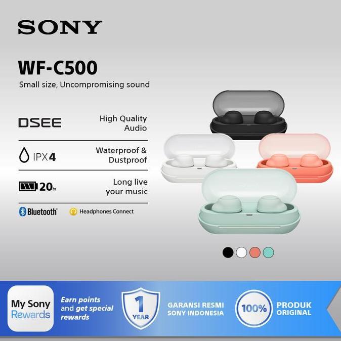 Filhamseller - Sony WF-C500 Earphone Bluetooth TWS Wireless Original Garansi Resmi