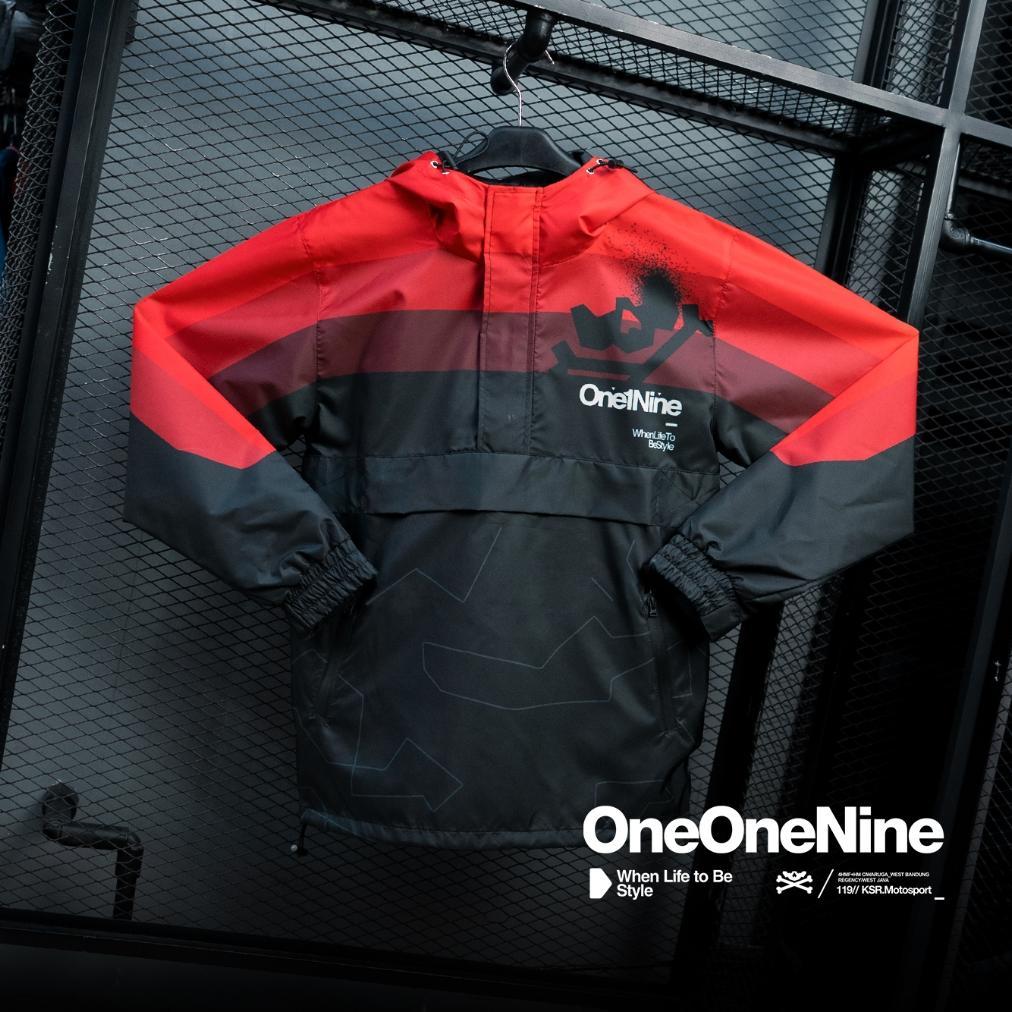 Oneonenine Ksr Jaket Big Pocket Flex Red - Jaket Motor Sport Camo Polyester Waterproof