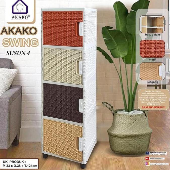 Lemari 1 Pintu Motif Rotan seri terbaru dari AKAKO SWING 4 Susun