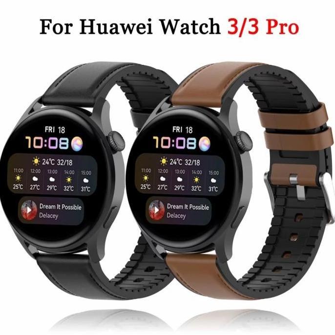 STRAP TALI JAM HUAWEI WATCH GT3 / GT 3 46MM MODEL LEATHER KULIT RUBBER