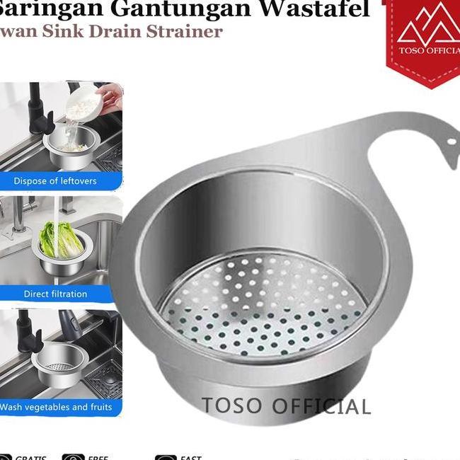 Saringan Gantungan Wastafel Cuci Piring Kitchen Swan Sink Drain Basket Peniris Tirisan Sampah Makana