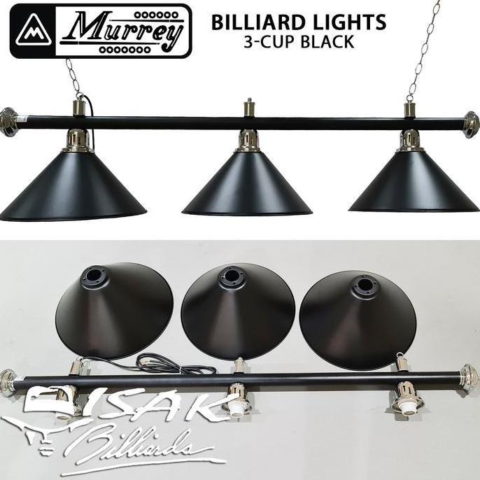 Lampu Meja Billiard 3 Kap - Black - Pool Table Light 3 Cup Biliar Lamp NS