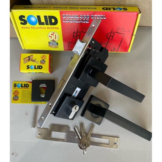 kunci pintu solid hitam black series kunci pintu komplit  kunci pintu model pisah bhn stanlis steel 