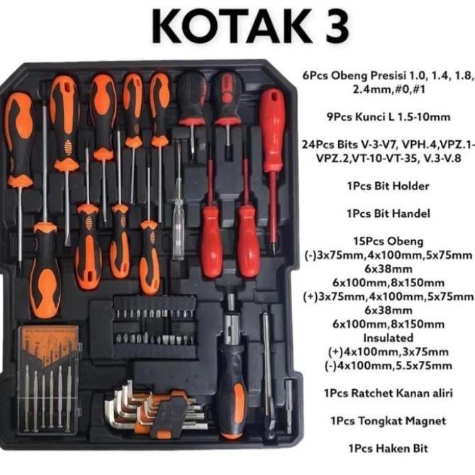 Woirx 187 Pcs TOOL KIT SET KUNCI SOK SET SOCKET SET CR-V TOOLKIT LENGKAP 187PCS WOIRX