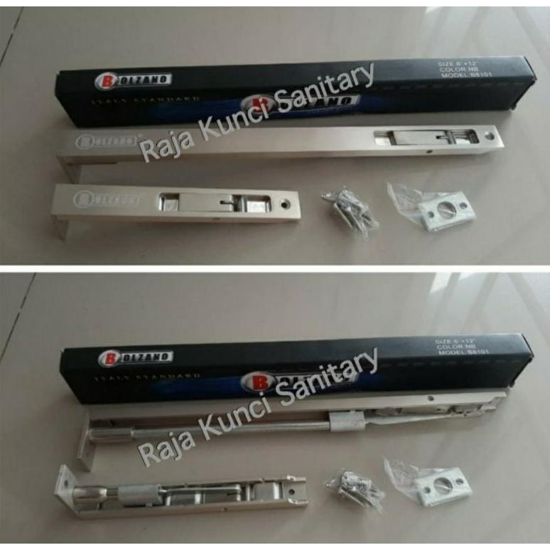 Grendel Tanam Alumunium Tebal 6"+12" Satin Nikel/Flush Bolt/Slot Tanam/Grendel Tan Pintu Kayu