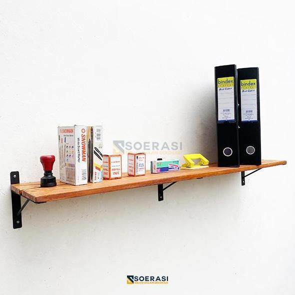 TERLARIS - Rak Dinding 1M Minimalis Tempel Vintage Ambalan Kayu Rak Buku bunga