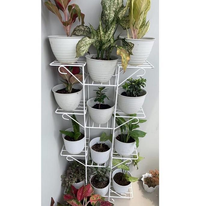 NEW - RAK BUNGA 12 SUSUN / RAK POT BUNGA BESI / RAK BUNGA MINIMALIS / STANDING POT ISI 12 POT