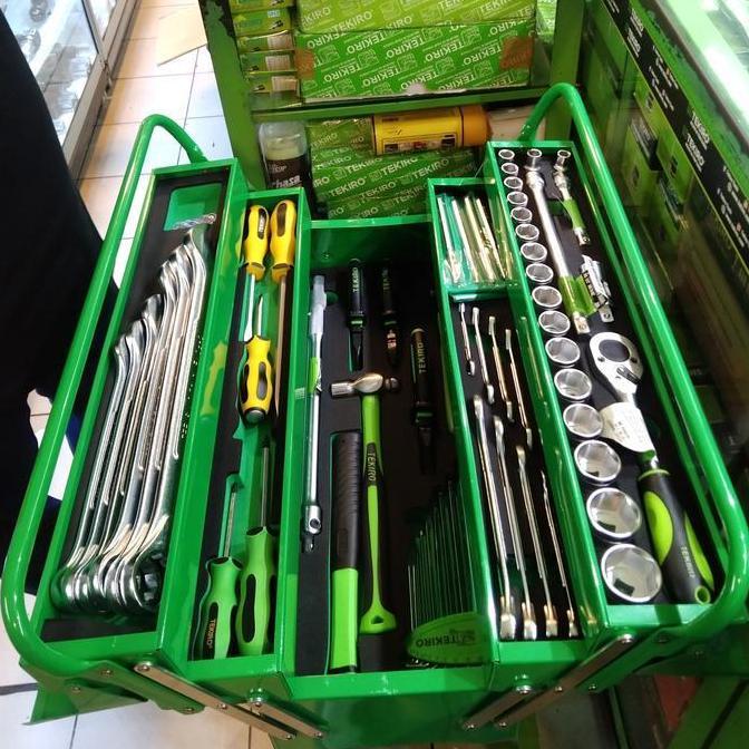 mekanik tool set 66 pcs TEKIRO mechanic tools set - Hijau - BOX RAKITAN
