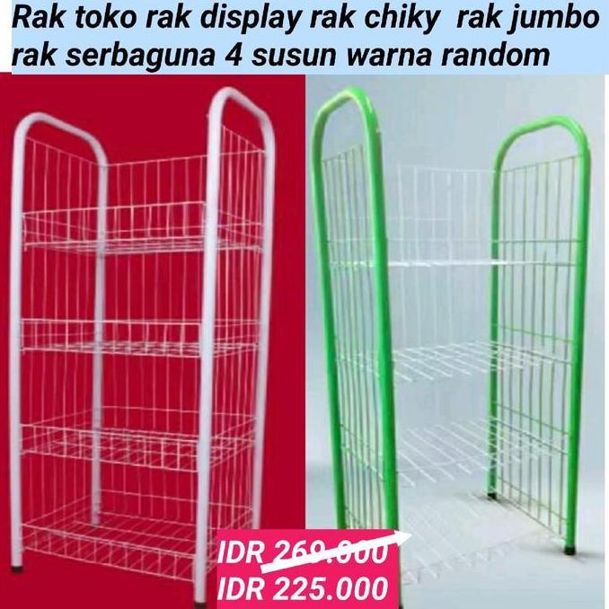 PROMO - rak toko rak display rak Chiki rak jumbo rak serbaguna 4 susun warna putih