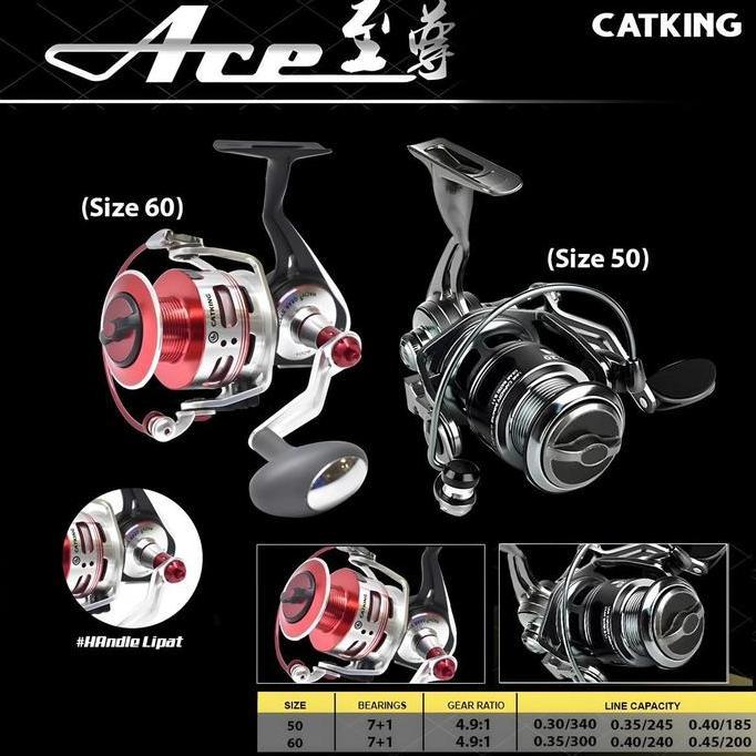 CATKING Reel Spinning ACE 50 BLACK - 60 RED Jigging Reel