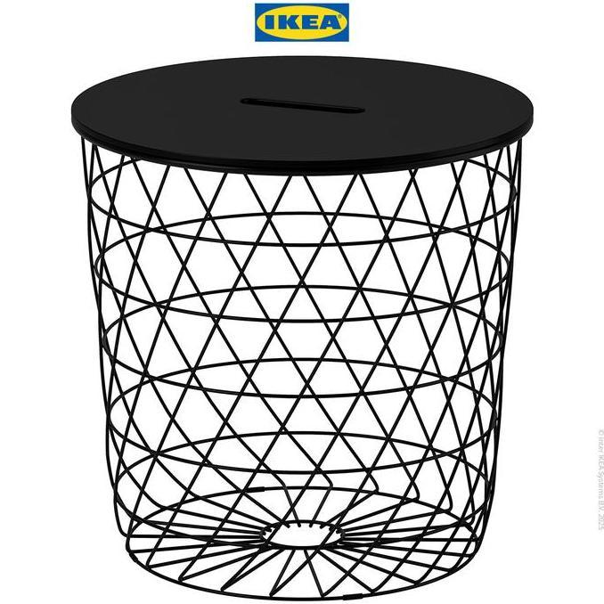 IKEA KVISTBRO Meja Penyimpanan Samping Sofa Hitam Minimalis 44cm Furniture