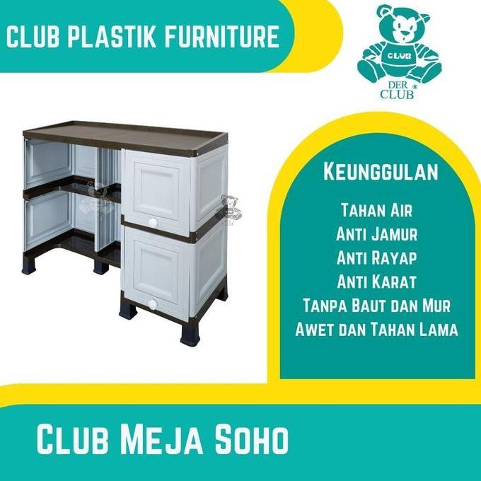TERMURAH - [OFFICIAL CLUB PLASTIK] CLUB Meja SOHO-I - Meja Kabinet Plastik Dengan Laci - Meja Kerja 