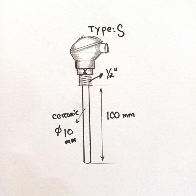 thermocouple Type S dia 10 x 100 mm .