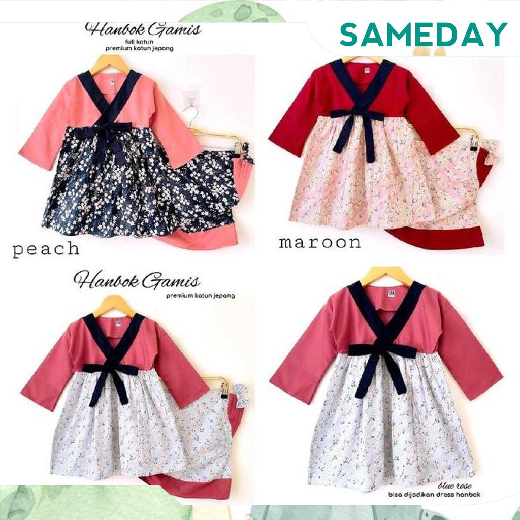 Baju Muslim Gamis Dress Hanbok Korea Hijab Anak Bayi Cewek Grab