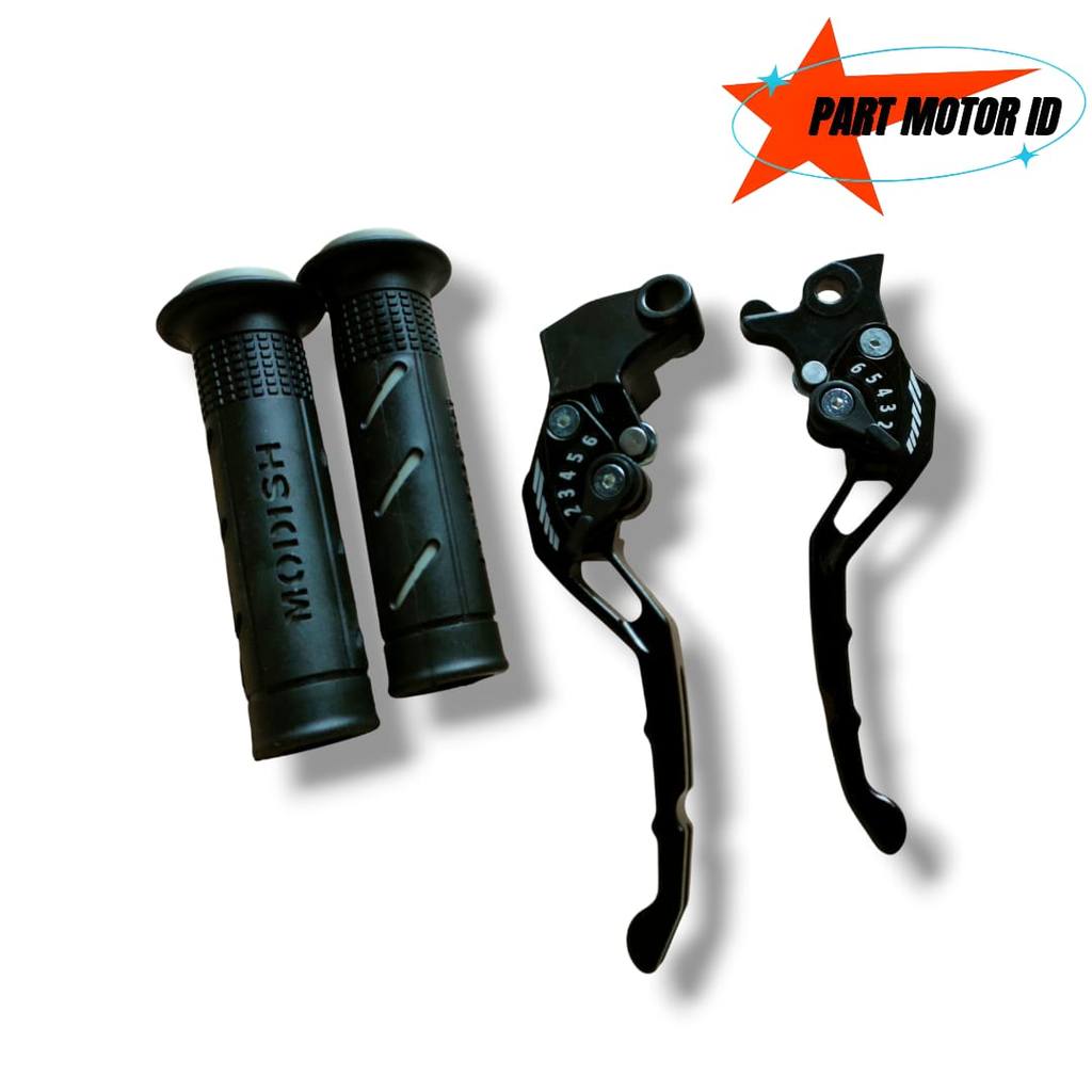 Handle REM Plus Grip sisik Variasi Motor FULL CNC Yamaha Vixion Old New RX King R15 V3 New - HITAM 1