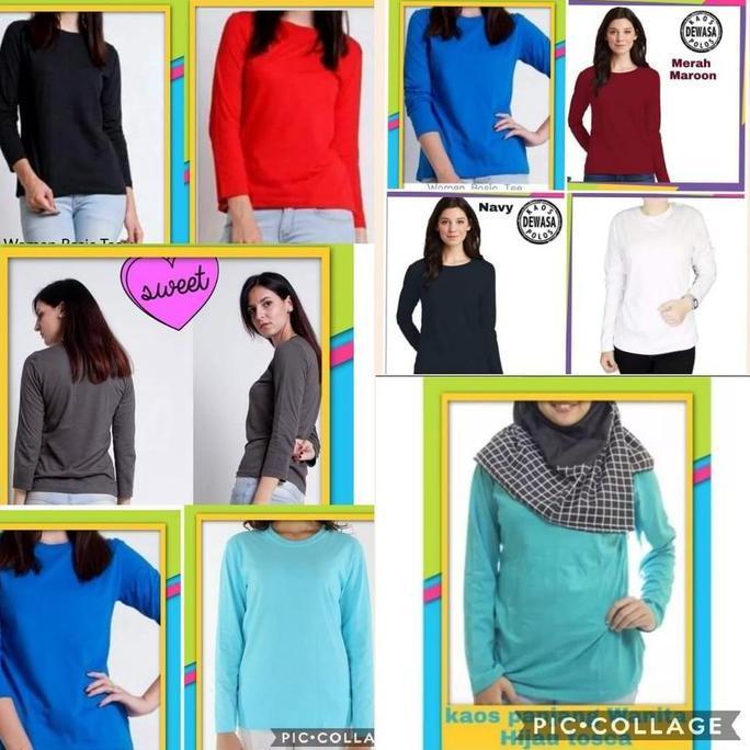 DR238 >> Kaos Polos Panjang Wanita Warna Hitam / Kaos Hitam Lengan Panjang / Kaos polos wanita lenga
