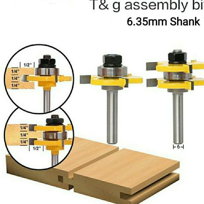 Mata Router Profil Tongue & Groove As 6.35 mm Sambungan Papan Kayu