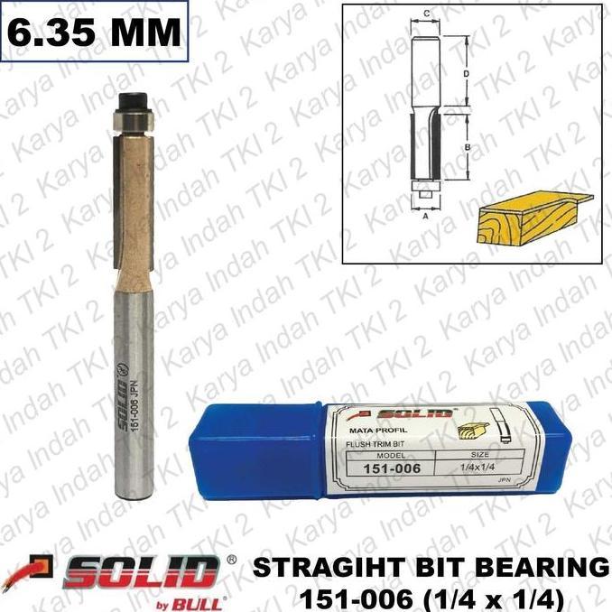 Mata Profil Straight Bit Bearing SOLID 1/4" x 1/4" Propil Lurus 151006