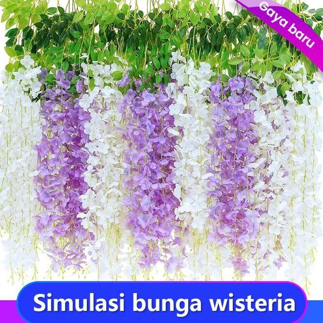 Bunga Hias Wisteria Ornamen Flower Bunga Plastik Buatan Hias Dekorasi Bunga Gantung Hias Indoor Plas