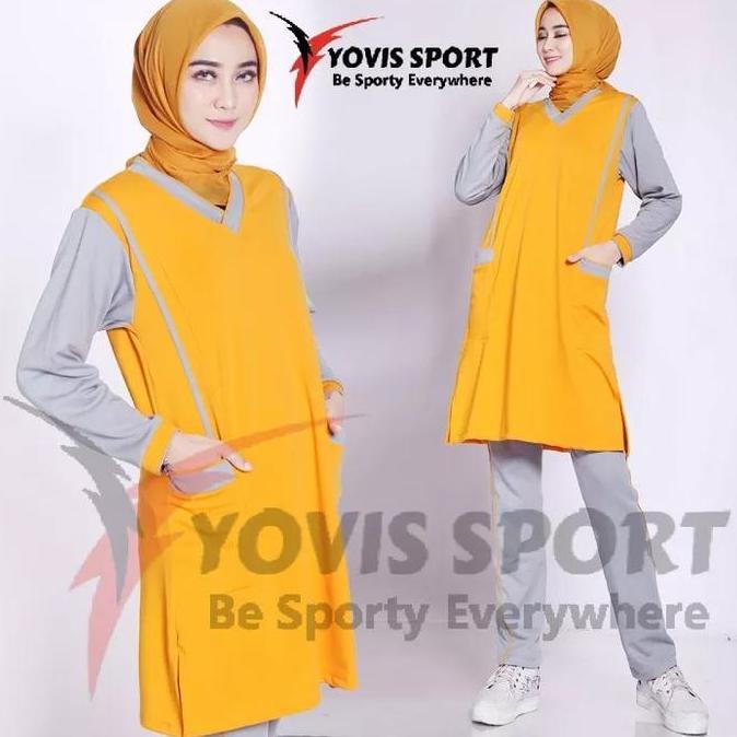 setelan senam tunik wanita / setelan senam yovis /setelan senam yoga / setelan aerobic Muslim Sport 