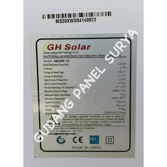 Panel Surya Solar Panel Solarcell POLY GH Solar 120WP 120 WP