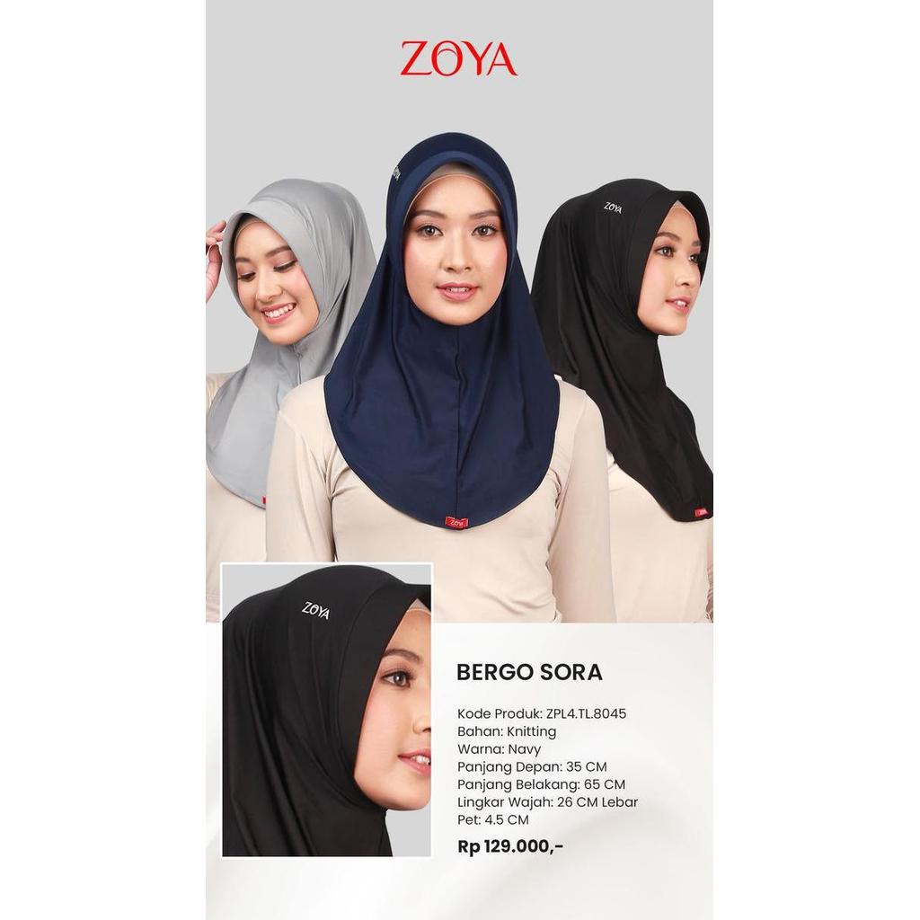 ZOYA Bergo Sora Kerudung Instan Hijab Jilbab Bergo Sporty Terlaris