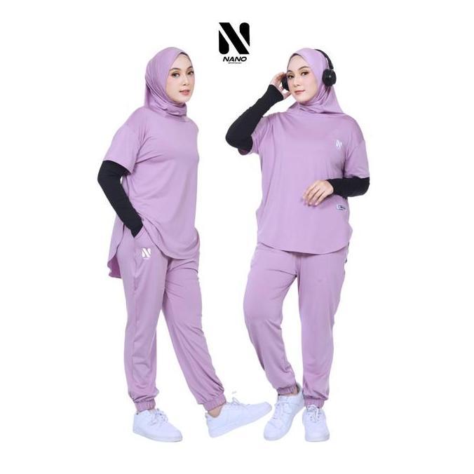 Nano Sportswear Baju Senam Muslim Wanita Jogger / Setelan Baju Senam Jogger / One Set Wanita Jogger 