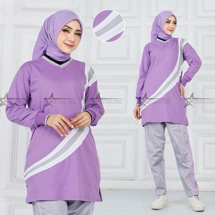 Setelan kaos training olahraga senam tunik muslimah untuk wanita / Setelan baju senam muslimah Terla