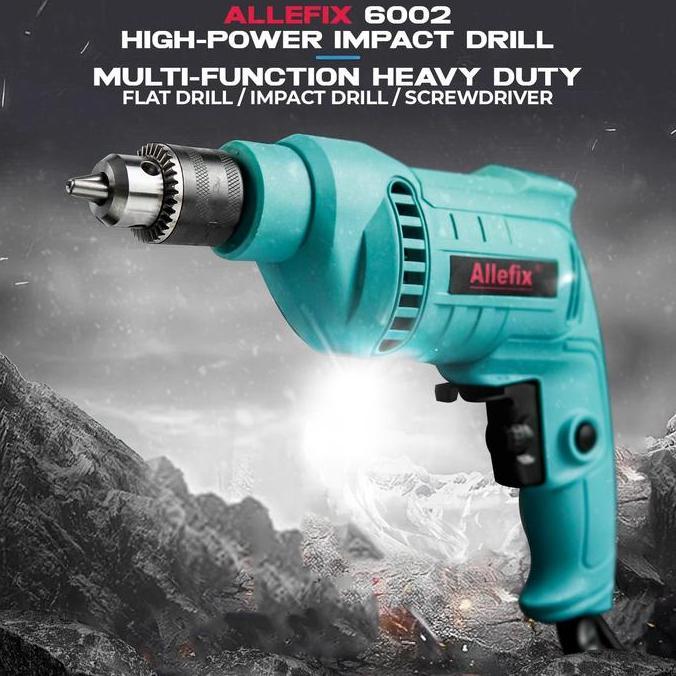 Bor Dinding Listrik Portable 10mm 600Watt dengan Fitur Pengatur Kecepatan dan Putaran Bolak-balik - 