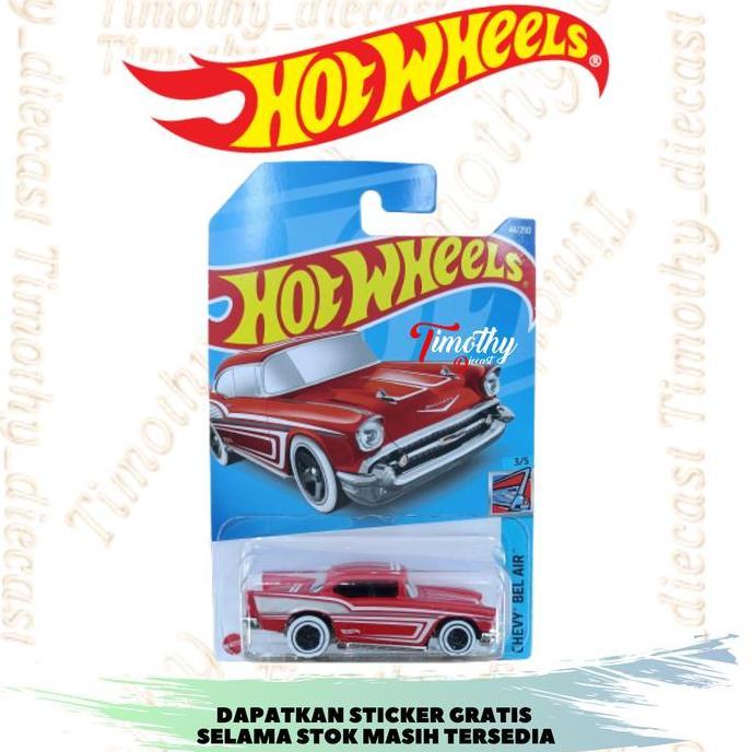 Hot Wheels 57 Chevy Bel Air Merah Mainan Timothy Diecast