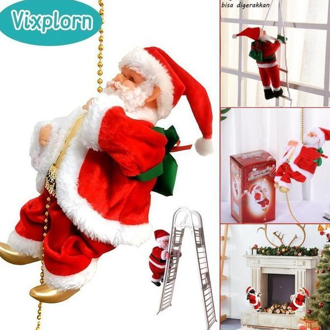 Vixplorn Mainan Santa Claus Mainan Santa Claus Yang Memanjat Tali Santa Claus Elektrik/Santa Claus C