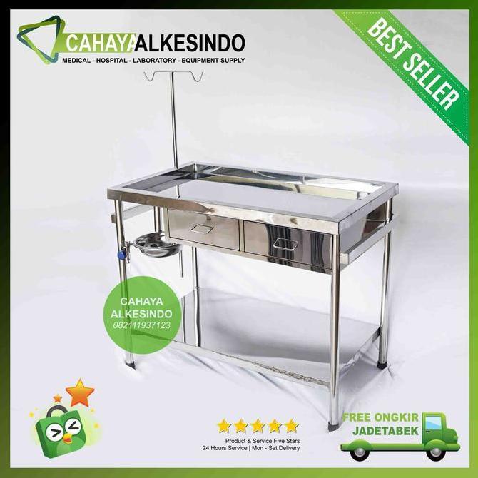 Meja Periksa Hewan + Laci Stainless | Operasi Binatang 100x60x80cm