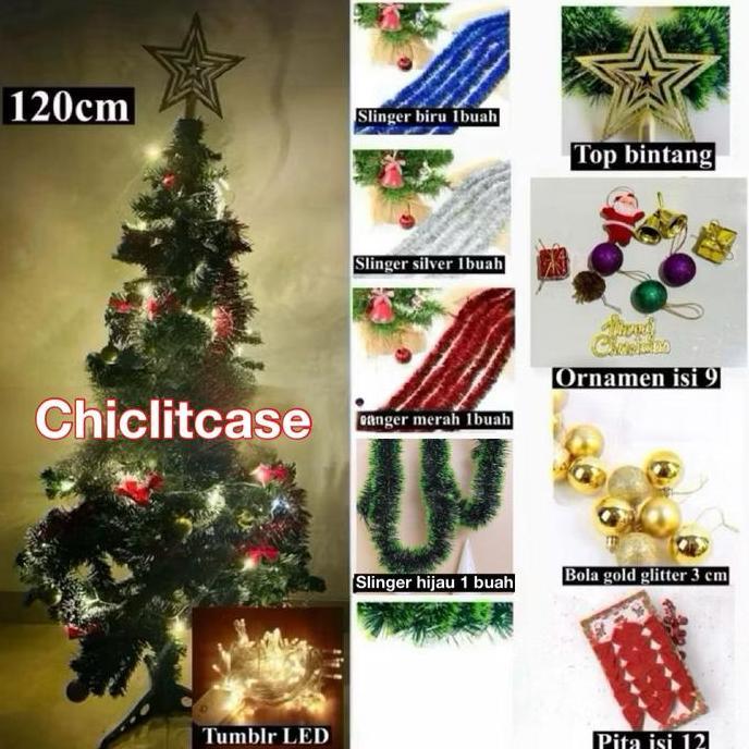 Pohon natal premium pvc 90 cm/120 cm/180 cm/Paket pohon natal ornamen natal