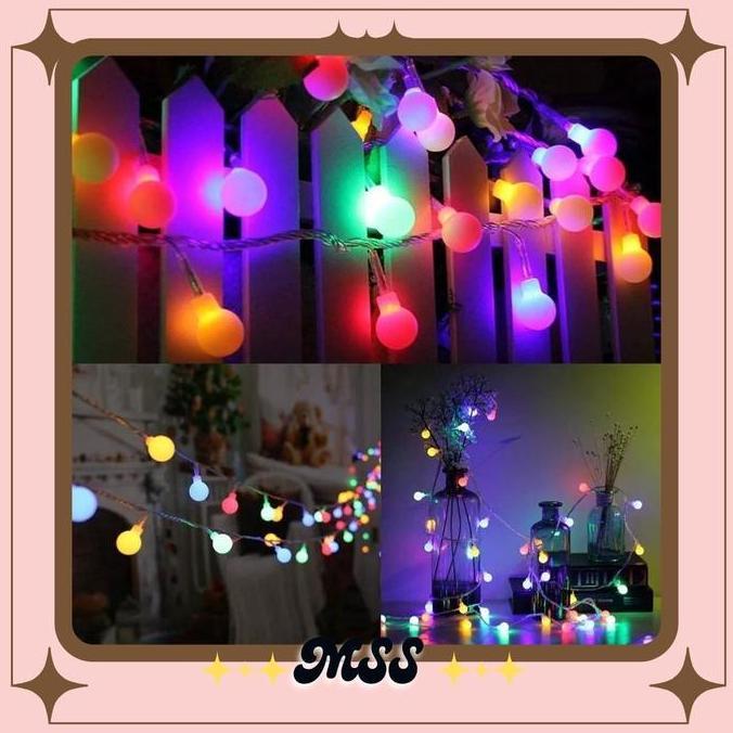 MSS (COD) Lampu Tumblr Bola Anggur Mini 7 Meter 42 LED Lampu Hias Bulat Dekorasi Bucket Gift Box Bun