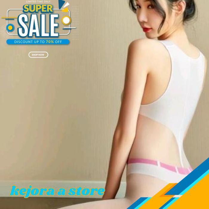 WHITE BODY STOCKING TRANSPARAN OPEN V CROTCH FULL PANTS BY KEJORA STORE