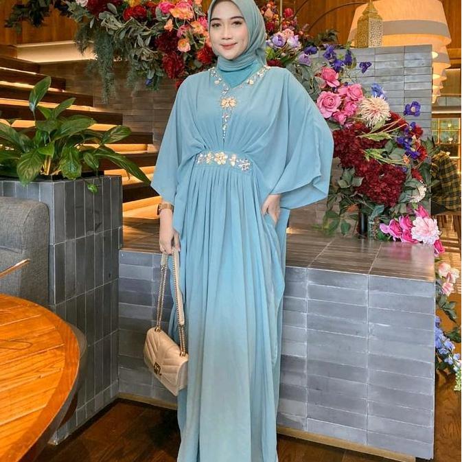 Dress / Kaftan NAGITA Casual Payet free Inner Gamis Muslim Wanita Dewasa Simple Elegant / Dress Kond