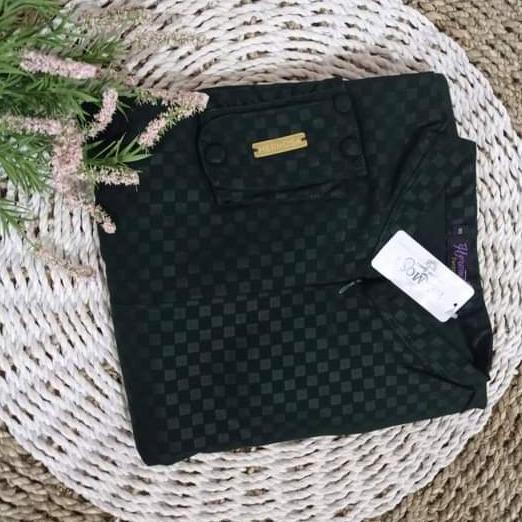 [Gamis Hermosa] Gamis embos hermosa motif tartan warna hijau botol/gamis jotol/gamis hijau tua/gamis