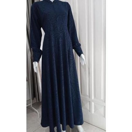 [Gamis hermosa] Gamis embos hermosa motif abstrak bahan yoris caltri-Gamis navy/gamis biru dongker/g